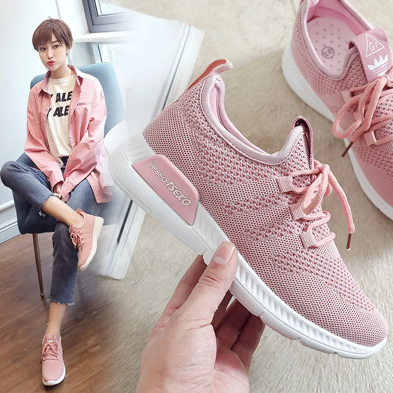 

Dropshipping 2019 New Summer Mesh Sneakers Lightweight Pink Casual Shoes for Women Flat Mesh Tenis Feminino Shoes Women Sneakers