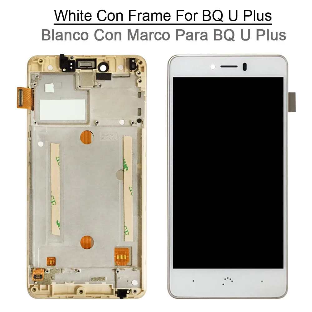 White UPlus ConFrame Протестирован для BQ Aquaris U plus/U lite ЖК-дисплей+ кодирующий преобразователь сенсорного экрана в сборе для BQ U lcd Pantalla Tactil Con Marco - Цвет: White UPlus ConFrame
