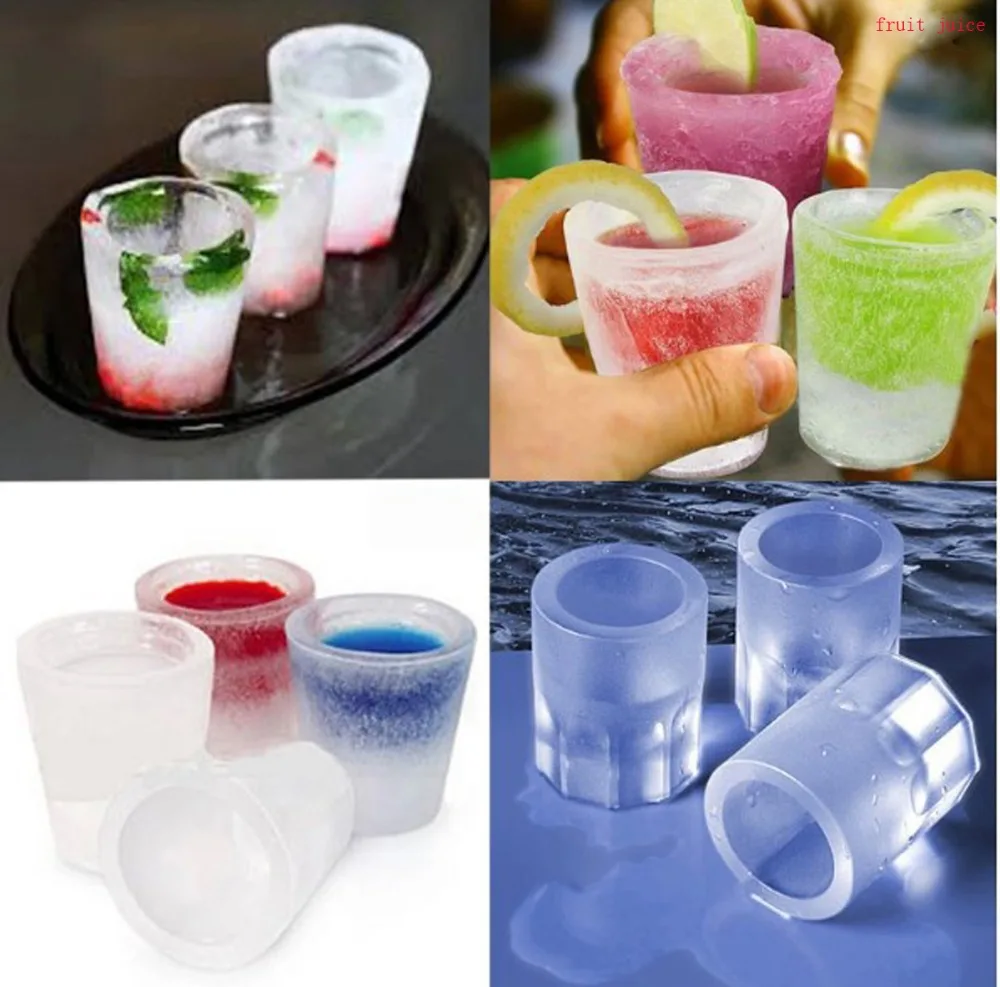 New4 Cup Ice Cube Shot Shape Silicion Shooters Glass Freeze Molds Maker