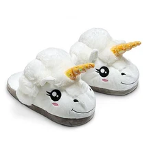 Women White Color Unicorn Slippers Winter Indoor Slippers Plush Home Shoes Unicorn Slippers for Grown Ups Unisex Warm Home Shoes