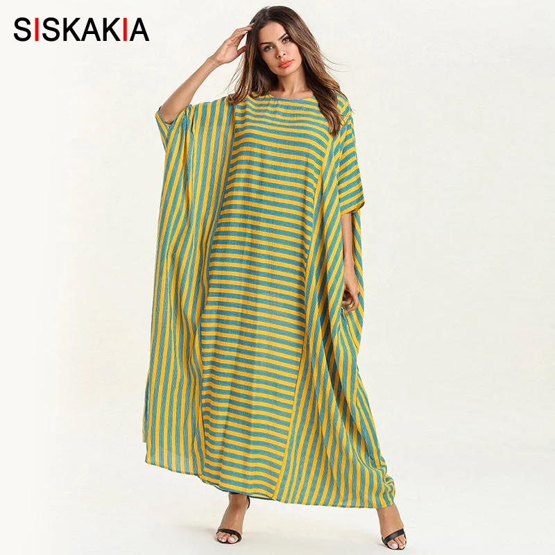 PLUS SIZE CHAIN DETAIL PRINT DRAWSTRING BATWING SLEEVE SUMMER KAFTAN GREEN
