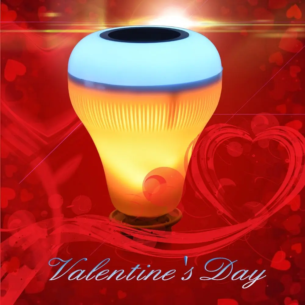

E27 Music Light Bulb with Flame Effect Light, Intelligent Colorful LED Light Bulb with Bluetooth Speaker+ RGB Dimmable LED Lamp