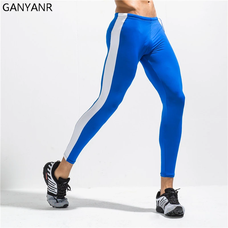 GANYANR Running Tights Men Basketball Yoga Pants Gym Leggings Compression Trousers font b Fitness b font
