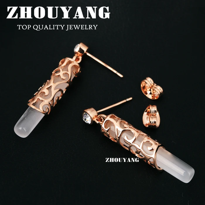 ZHOUYANG Top Quality ZYE695 Noble Fashion Stud Earring Rose Gold Color Jewelry Austrian Crystal Wholesale