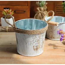 1 шт., винтажный пасторальный стиль, металлические вазы, искусственные цветочные горшки, ремесло для хранения, домашний декор, украшение сада JL 039