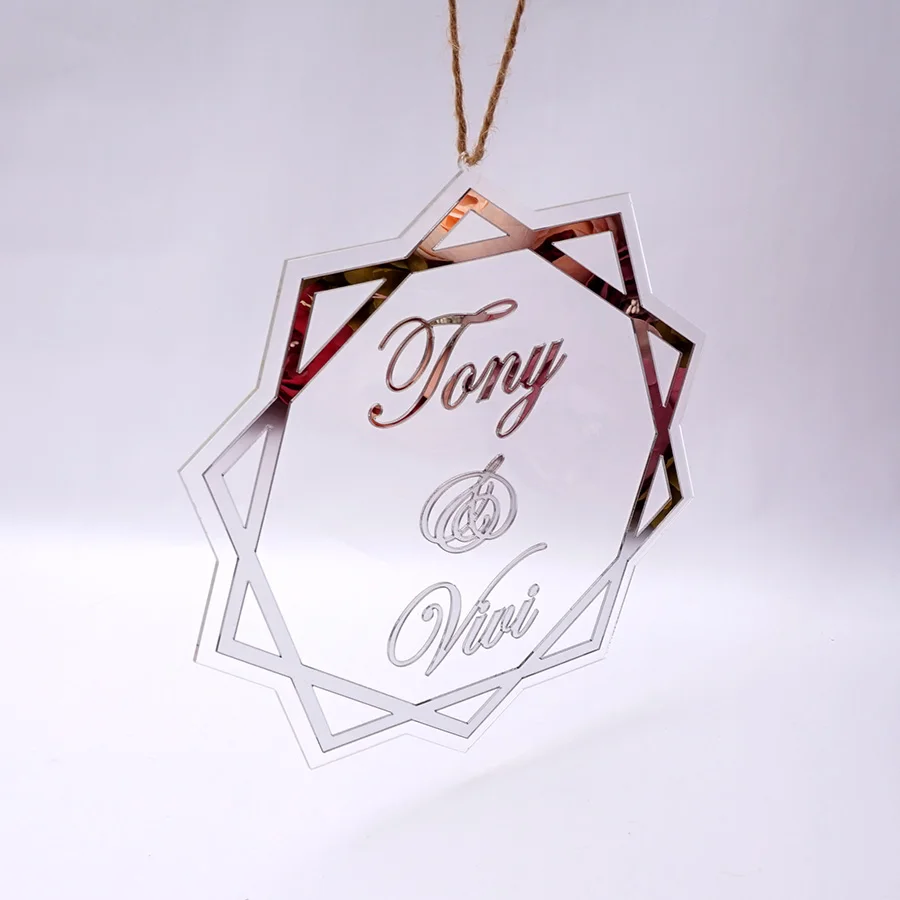 

Custom Wedding Acrylic Mirror Hanging Sign Personalized Transperant Bride Groom Name Frame For Welcome Guests Party Decor Favors