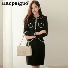 Plus Size Black OL Office Work Dress Women Peter Pan Collar Vintage Dress Women with Pocket Patchwork Sheath Bodycon Wrap Dress Plus Size Black OL Office Work Dress Women Peter Pan Collar Vintage Dress Women with Pocket Patchwork Sheath Bodycon Wrap Dress