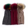 Geebro Women's Rhinestones Slouchy Beanie Hat with Pompom Hat for Women Plain Color Beanies Hats Female Raccoon Fur Pompon Skull 5