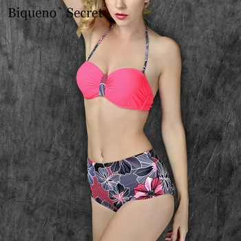 

NEW High Waist Bikini 2018 Print Push Up Swimwear Beach Wear Underwire Bikini Monokini Plus Size Swimsuit Bathing Suit Maillot