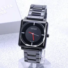 Дамы Моды Часы QuartzClock Высочайшее Качество Водонепроницаемость женские Квадратных Полный Черный Стальной Высококлассные Минималистской Моды Часы