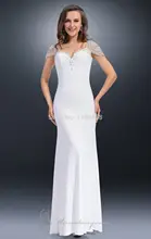 Heißer Verkauf Sexy Schatz Lange Ballkleider Mit Hülsen Partykleid Perlen Chiffon Backless Formale Abendkleider Mädchen 2014 Neue