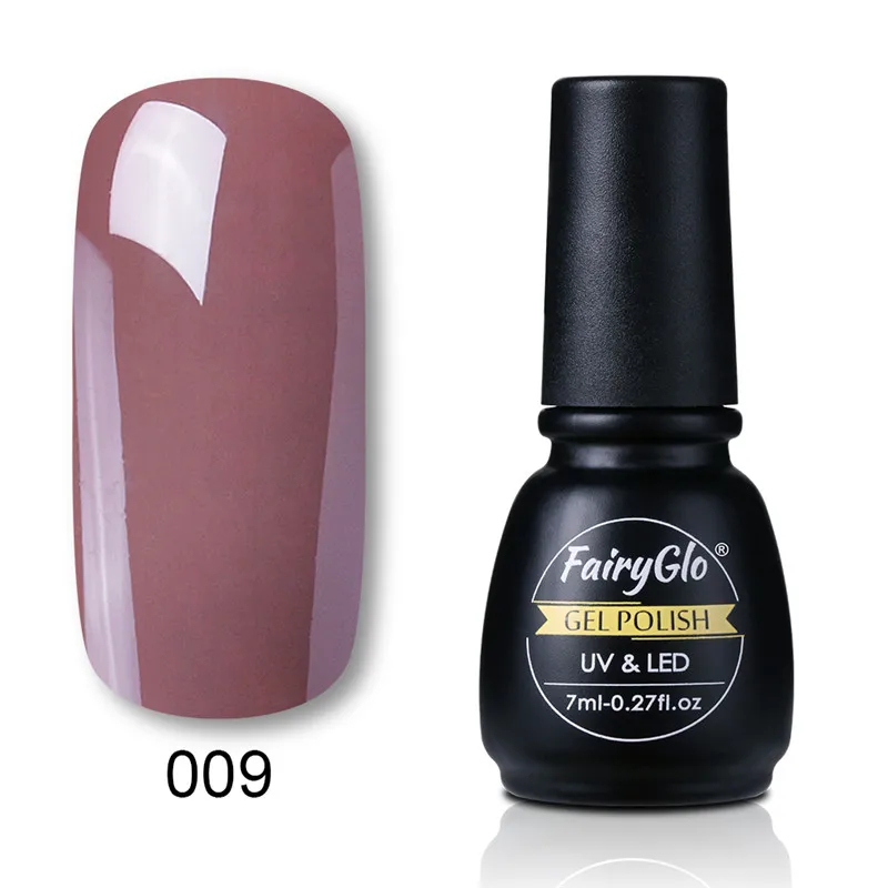 Fairyglo для ногтей лак 7 мл, флакон, черный цвет ногтей лак для ногтей Vernis режущей поверхностью, семиперманентный лак 194 Цвета, Гель-лак для ногтей - Цвет: 009