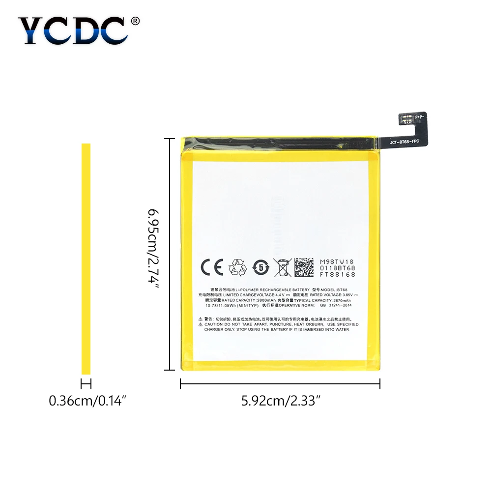 

2019 Original 100% Brand New For Meizu M3 M3S M3S mini Mobile Phone Replacement High Quality BT68 BT-68 Battery BT 68