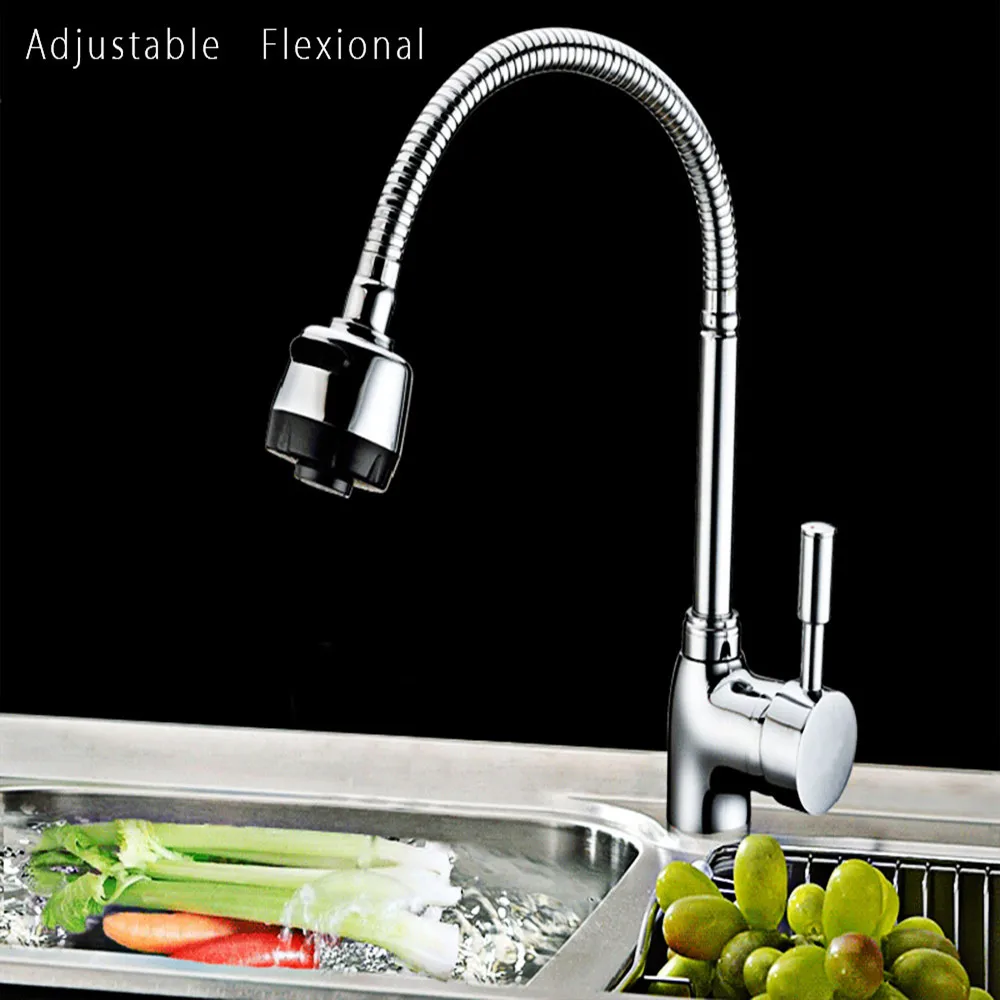 Antique Brass Kitchen Faucet 360 Degree Rotating Wall Mounted Mixer