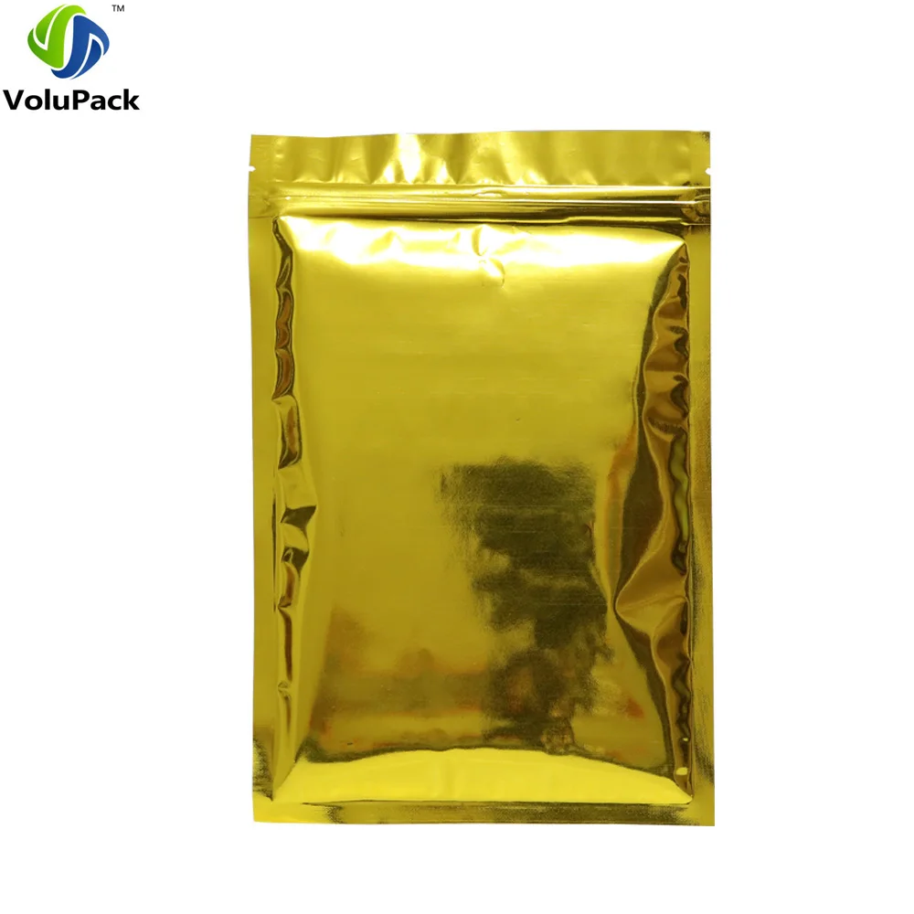 Brand New Glossy Gold Zip Lock Bags, 12x20cm(4.75x7.75in) 100pcs Tear