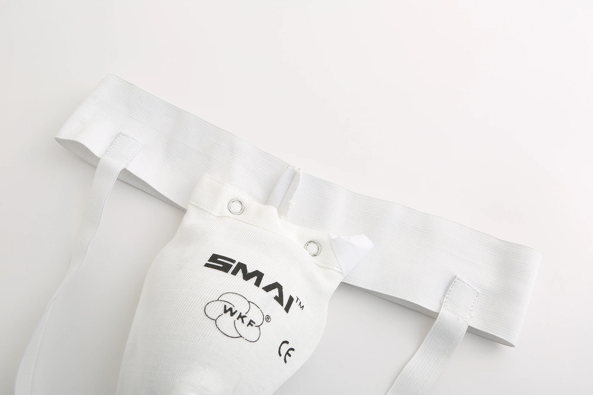 SMAI WKF APPROVED MALE GROIN GUARD - ELASTIC  traditional style tuck-under cup with elasticised waist belt and strap