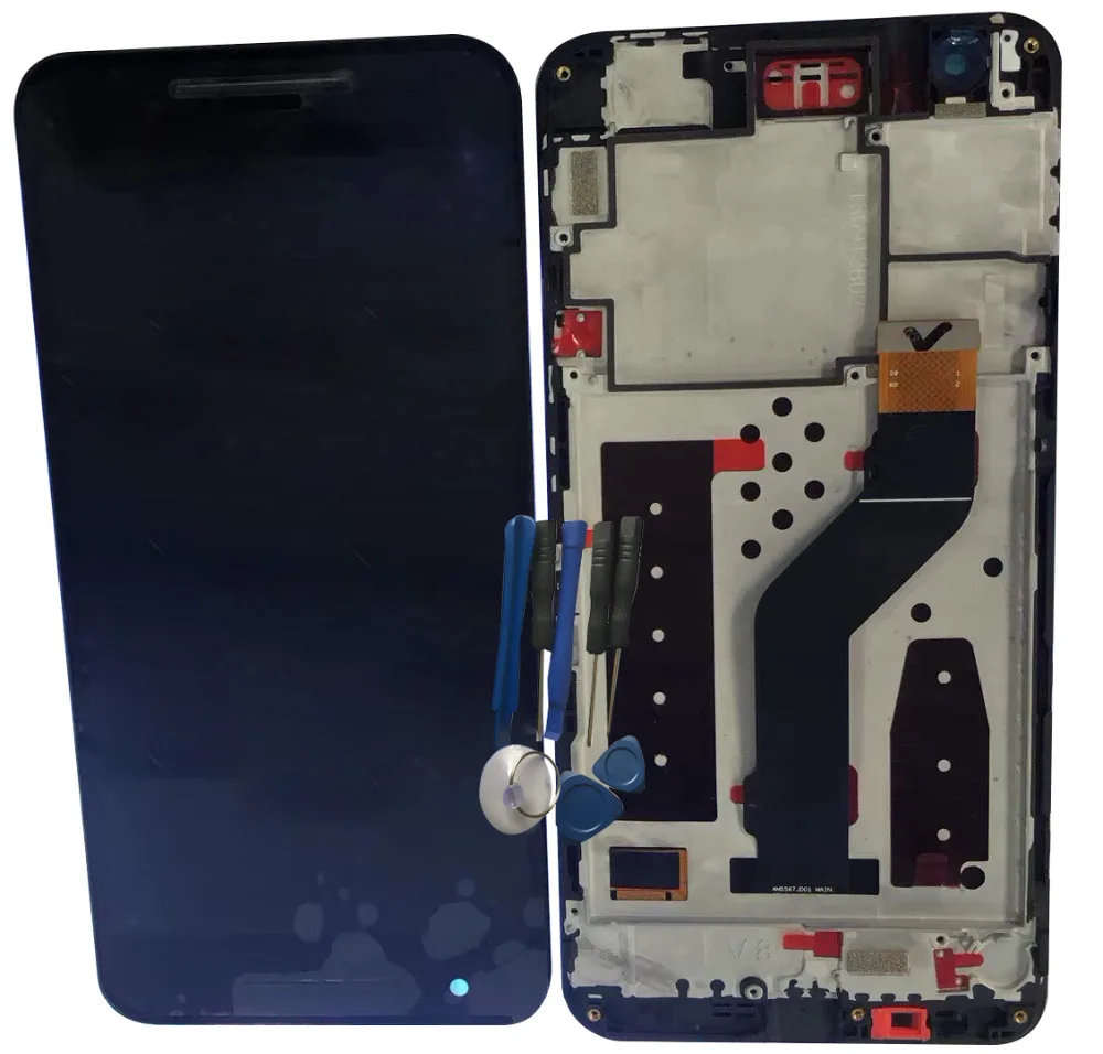 

BINYEAE For Huawei Google Nexus 6P LCD Display Touch Screen Digitizer Assembly With Frame Replacement Parts Black+tool 2560x1440
