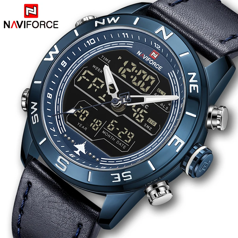 

2019 Mens Watches Top Brand NAVIFORCE Men Fashion Sport Watch Male Waterproof Quartz Digital Led Clock Mens Military Wristwatch