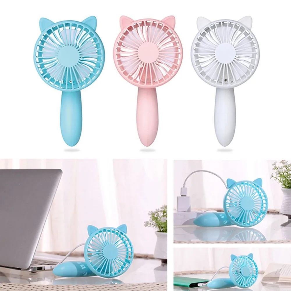 

New cute cartoon totoro squirrel holding rotating fan outdoor gift convenient mini charging fan