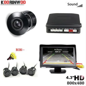 

Koorinwoo Waterproof 4 Sensors Buzzer Alert Car Parking Sensor Kit 4.3 Car Monitor Rear view Cam Radar Assistance System 7Colors