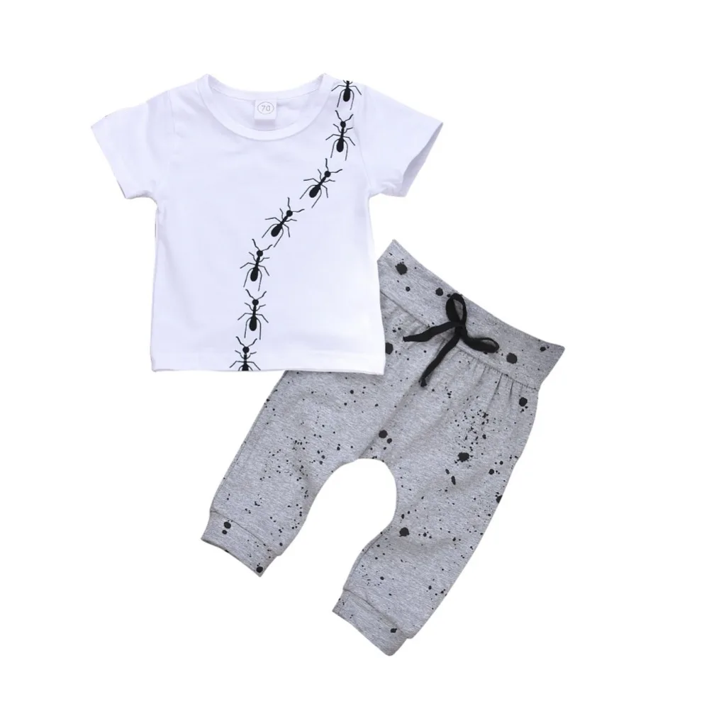 

2018 Summer Spring New fashion Lovely Newborn Boy Clothes Trousers T-Shirt Short Sleeve + Trousers + 2pcs Set Fall 0-24M