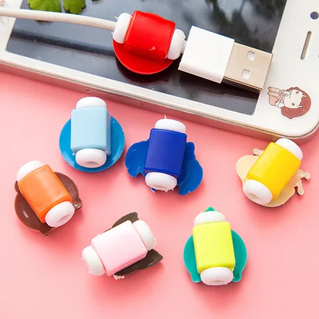 10 шт./лот мультяшный USB кабель защита для наушников кабеля мобильный телефон