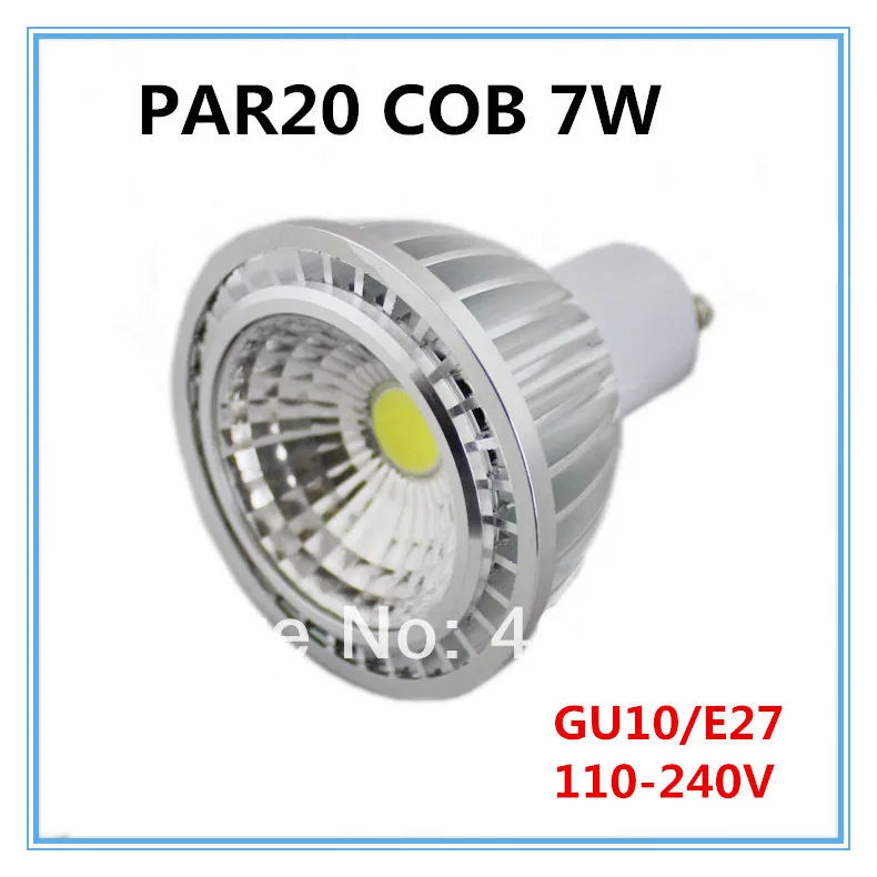 Высокая мощность 110 В-240 В Затемнения 7 Вт cob par20 сид E27 GU10 прожектор лампы pure