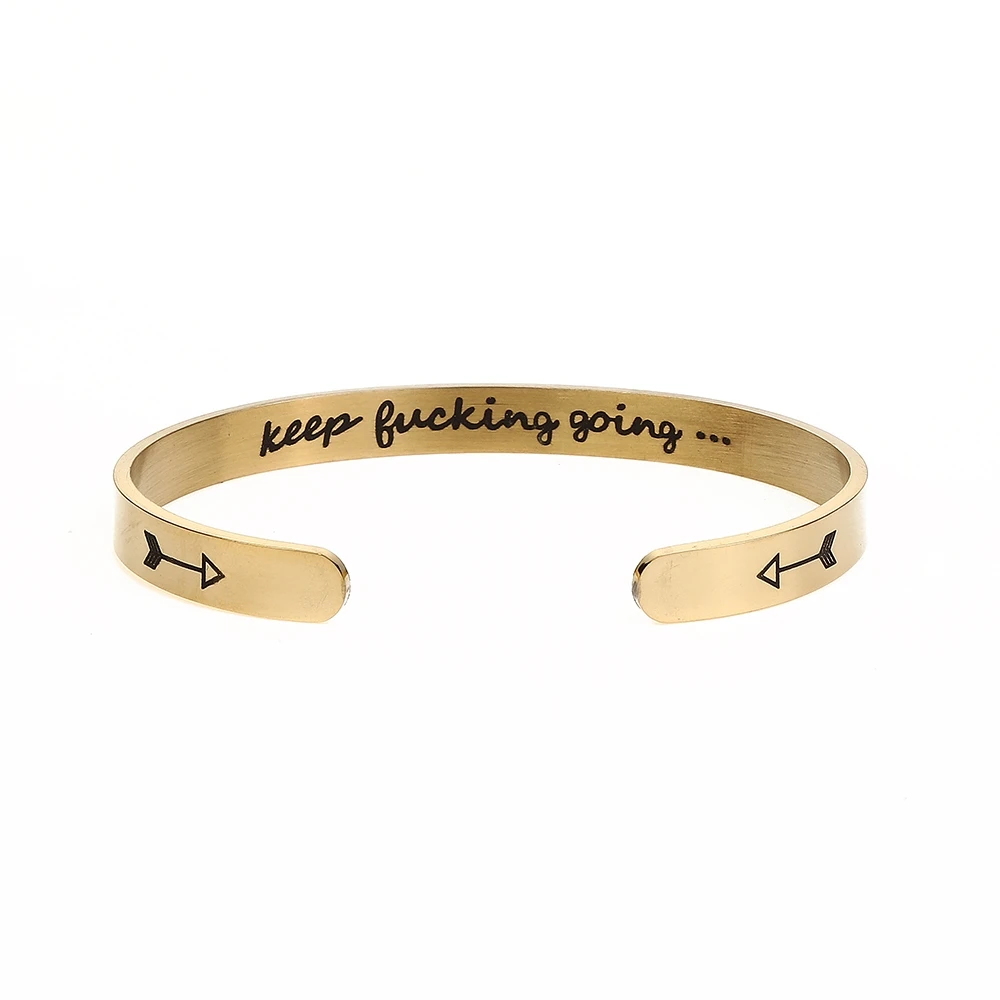 Вдохновляющий браслет, браслет, подарок для женщин, девушка, браслеты с буквами и браслеты дружбы, вдохновляющий Браслет-манжета - Окраска металла: Gold