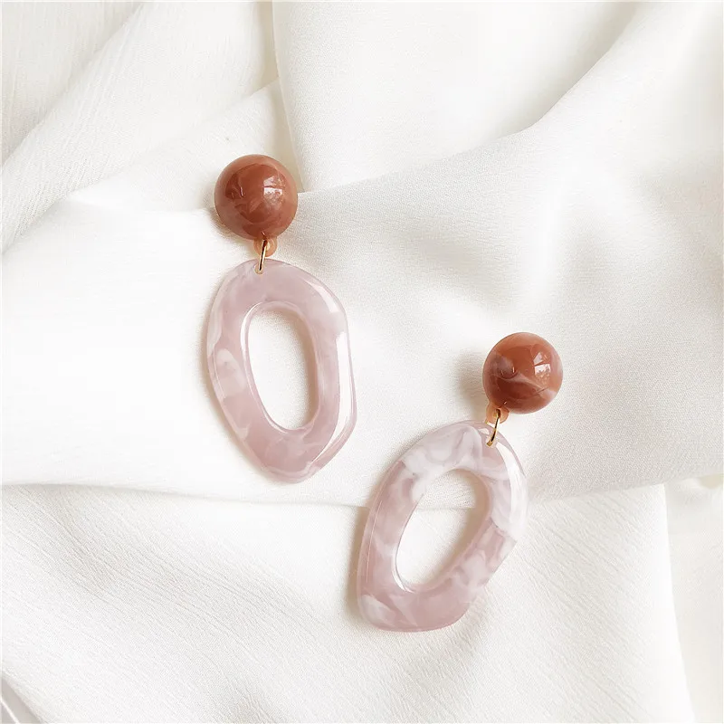 

Fashion Hollow Geometric Pink Color Acrylic Stud Earrings For Women acetic acid Color collision Ear Jewelry Gifts