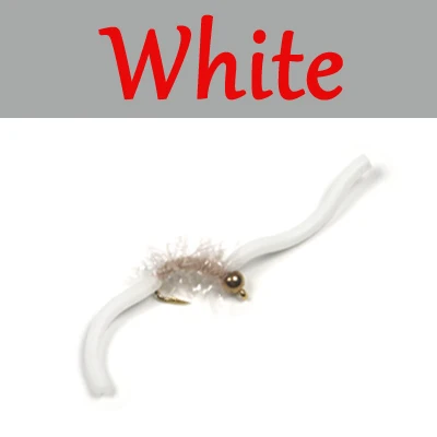 ICERIO 10PCS San Juan Worm Brass Bead Head Squirmy Wormy Fly Trout Fly Fishing Lures Nymphs#10 - Цвет: White  10pcs