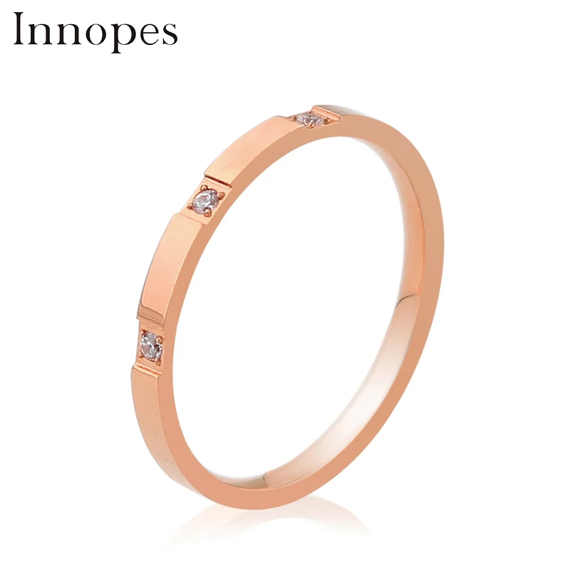 

Innopes romantic cubic zirconia the thin rings for women's ring gold ring engagement ring surface width 2mm wedding band