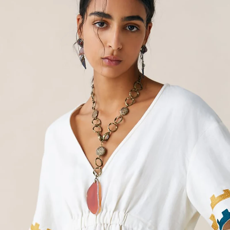 Лучшее женское длинное ожерелье в богемном стиле, многоцветное этническое ожерелье с воротником, свадебное длинное ожерелье