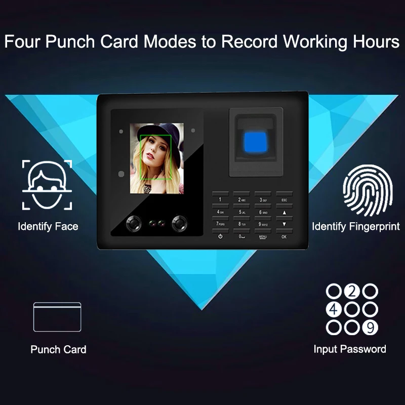 Biometric Device TCP IP Face Facial Fingerprint Time Attendance System USB Access Control Employee Time Clock Recorder Machine