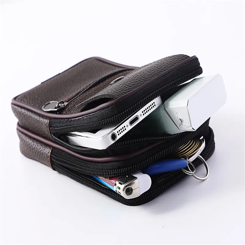 

Men Vintage Travel Waist Bag Leather Waist Packs Mobile Phone Bag Coin Money Bags Wallet Pouch Fanny Pack Belt Loop Hip Bum Bag