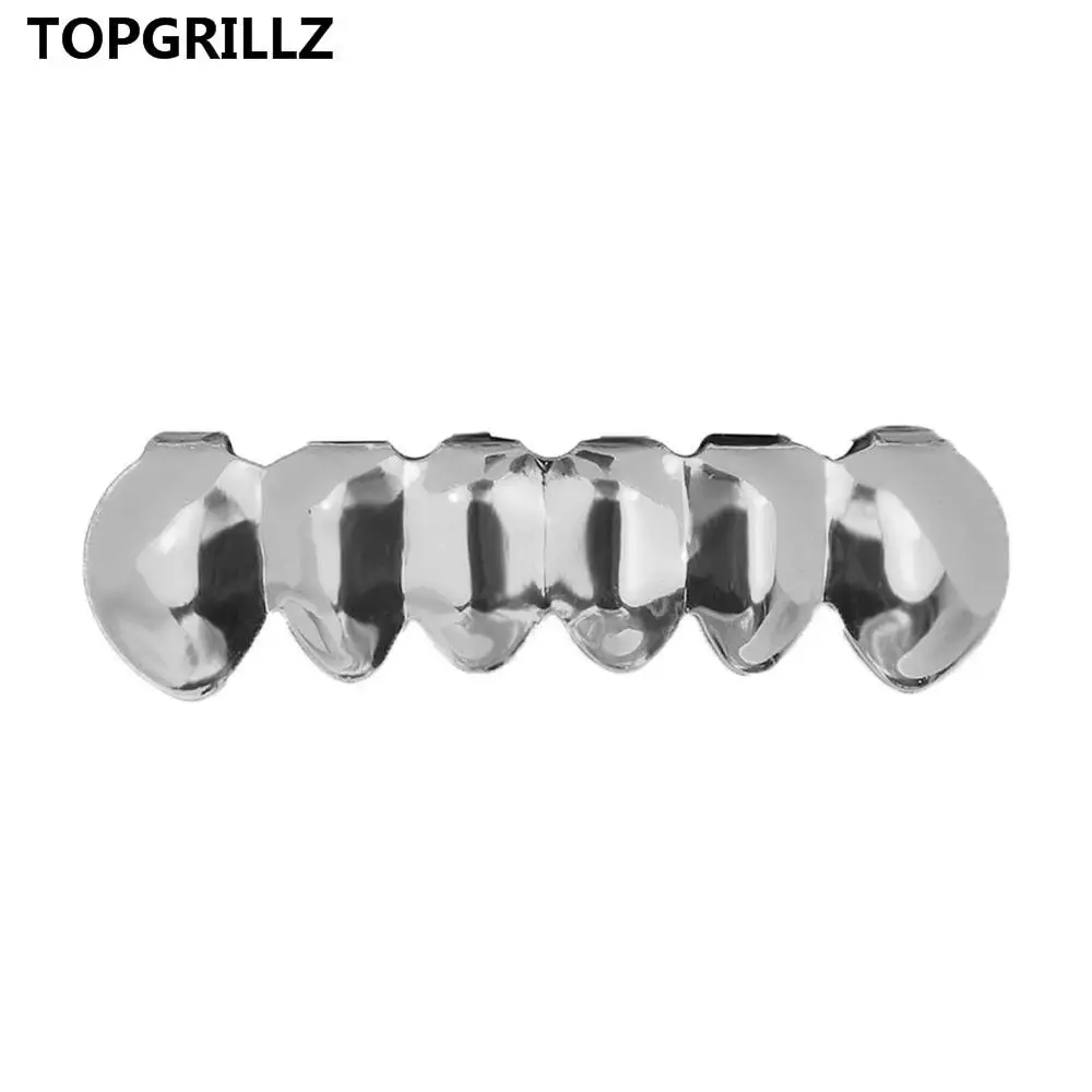 TOPGRILLZ позолоченные хип-хоп ЗУБЫ Grillz пламя лист сверху и снизу гриль набор с силиконовыми вампирскими зубами Рождественский подарок - Окраска металла: silver bottom