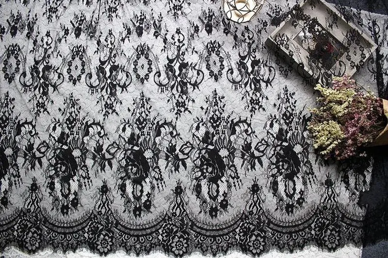 

GLace 3M/Lot DIYCraft Embroidered French Chantilly Eyelash Lace Fabric Corded Sewing Craft Accessories Dress Material TX731