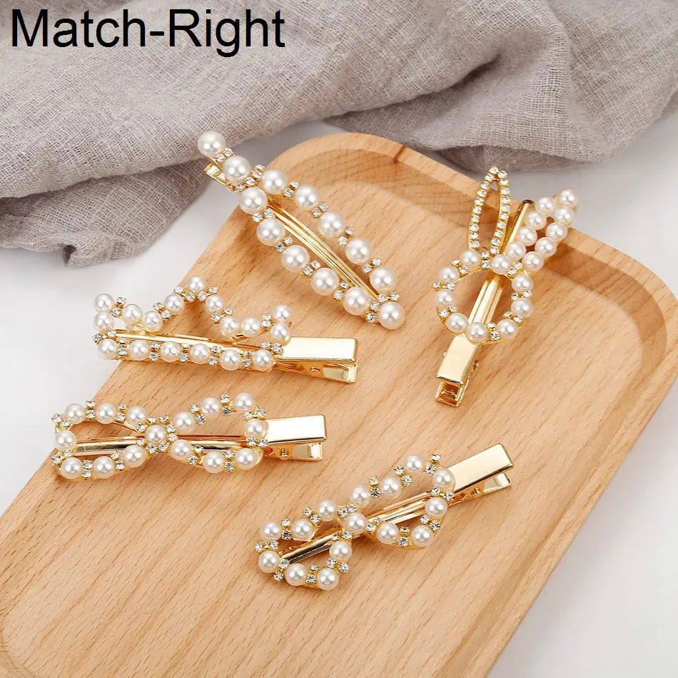 

Match-Right Pearl Hair Clip Pins Styling Ornaments Crab Hairpin for Bride Wedding Hair Accessories Barrette Tiara YJZ8193