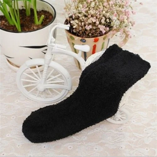 MINIFRUT Women Girls Bed Socks Pure Color Fluffy Warm Winter Kids Gift Soft Floor Home clothing accessories Candy Colors