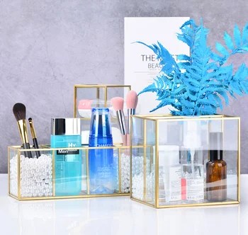 

High Grade Metal Glass Cosmetic Storage Box Large Jewelry Box Watch Case Beads Earring Ring Jewelry Trinket Organizer LF259