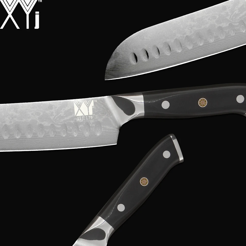 XYj Кухня Ножи ножи из дамасской стали 7 'ƌ 5'' 5 ''шеф повара нож Santoku Sharp VG10