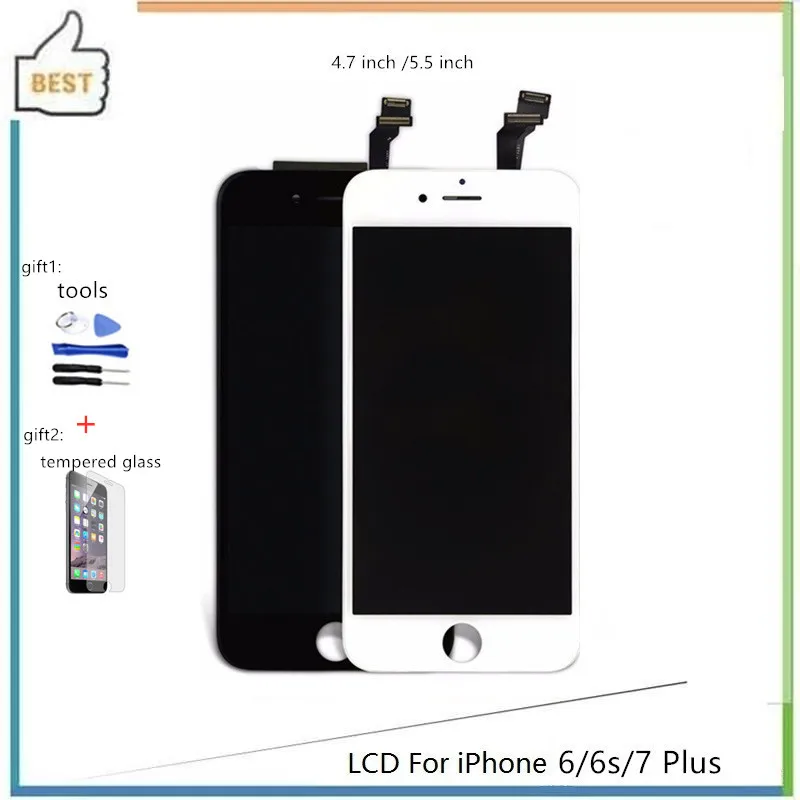 Черный/белый в сборе для iphone 6 6s 7 plus 6 plus 7 plus ЖК-дисплей сенсорный экран + закаленное стекло + Инструменты