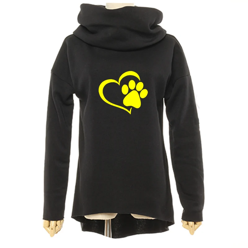  animal cat dog 2018 Women Winter Hoodies Scarf Collar Long Sleeve Fashion Casual Autumn Sweatshirts
