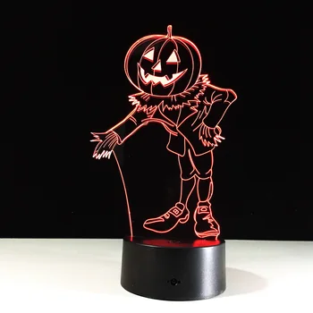

3D Effect Pumpkin Man Hologram 7 Colors Changing LED Night Light 3D LED Night Light LED Table Halloween Christmas New Year Lamp