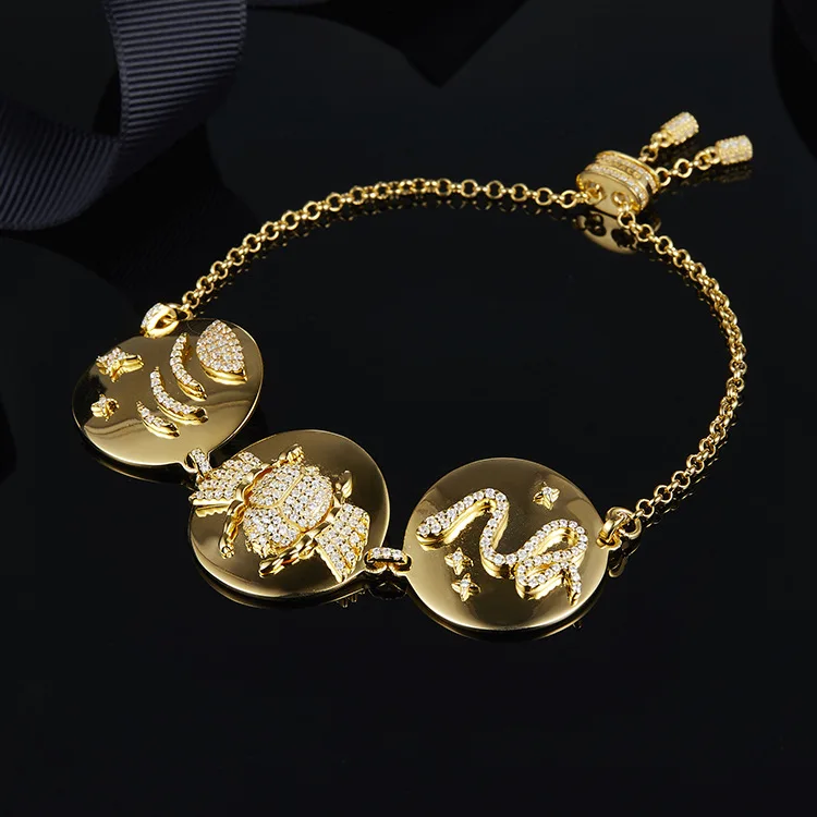 MeiBaPJ Индивидуальный Круглый браслет карта для женщин S925 стерлингового серебра золотого цвета Модный браслет изысканные вечерние ювелирные изделия
