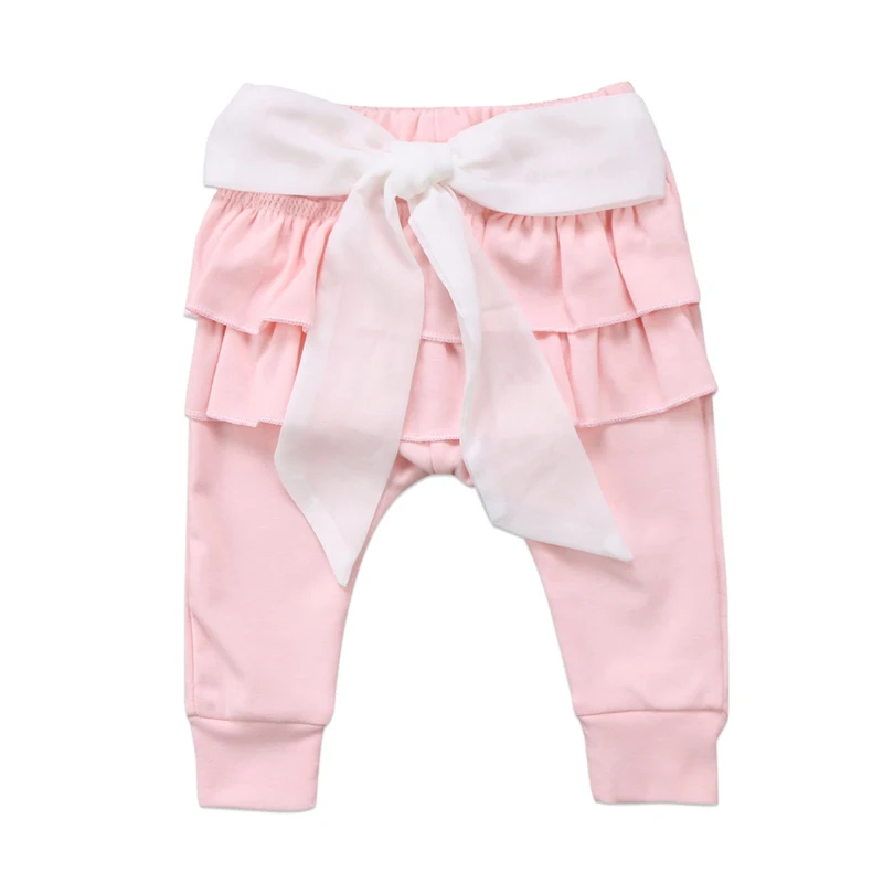 Xmas Новорожденный ребенок Обувь для девочек малышей длинные детские брюки бантом хлопок Брюки для девочек Повседневное Низ Розово-серый 0-4years