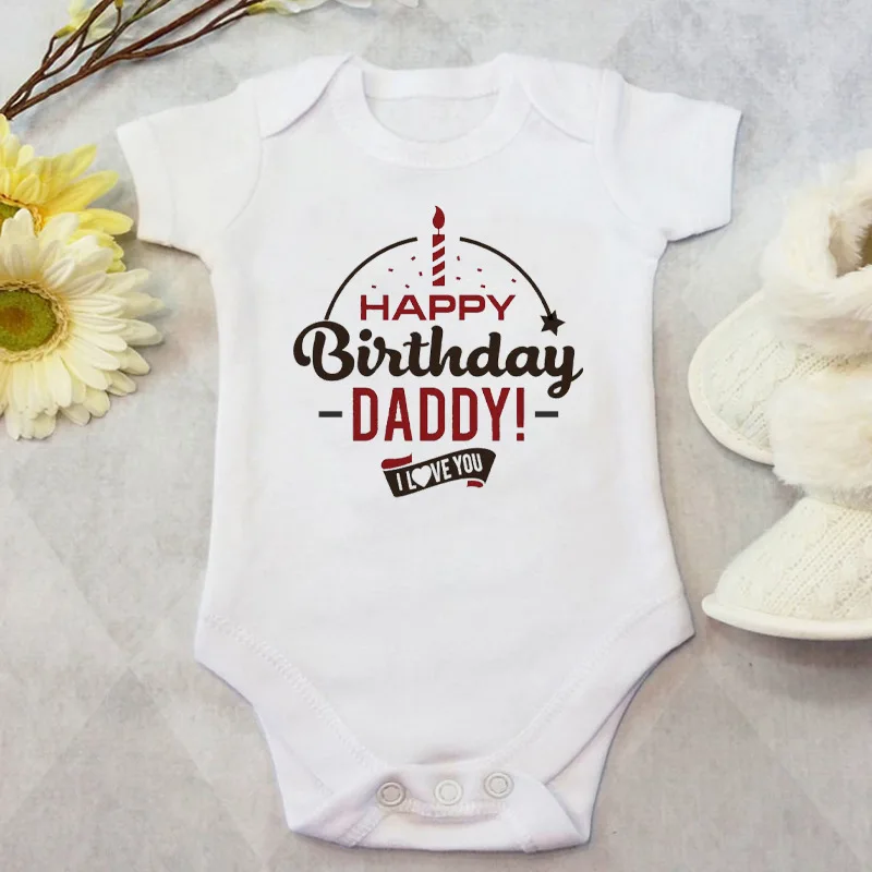 Newborn Baby Girls and Boys Clothes Letter Print Cotton Summer Rompers Jumpsuit Costume HAPPY Birthday DADDY Roupa Menina Kids
