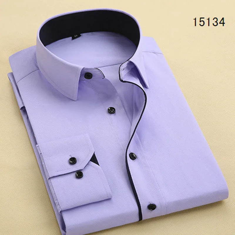 56.1       39.99、方领、Men's Shirt Spring and Autumn New Fashion Classic Solid Color Shirt Men's Business Official Banquet Shirt