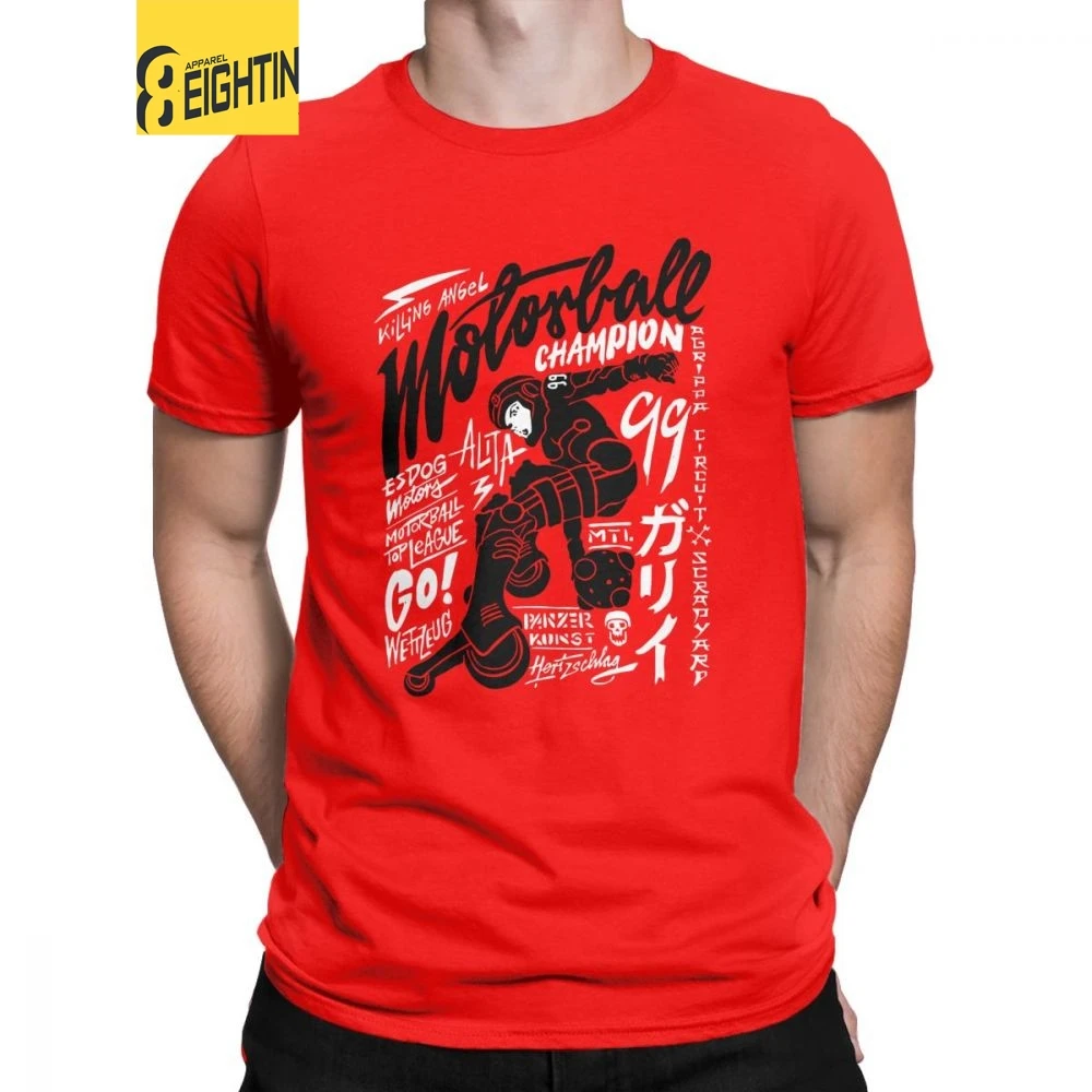 

Man T Shirts Motorball Champion Alita T-Shirts Vintage Short Sleeve Battle Angel Tees O Neck Tops Cotton High Quality