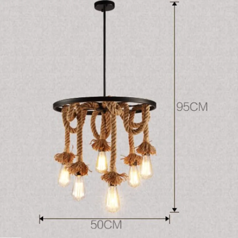 6 Lights Искусство династии декоративный природный Лофт стиль DIY подвесной светильник веревка Эдисона подвесные светильники Винтаж Старая школа Ресторан Кофейня - Цвет корпуса: 6 Lights