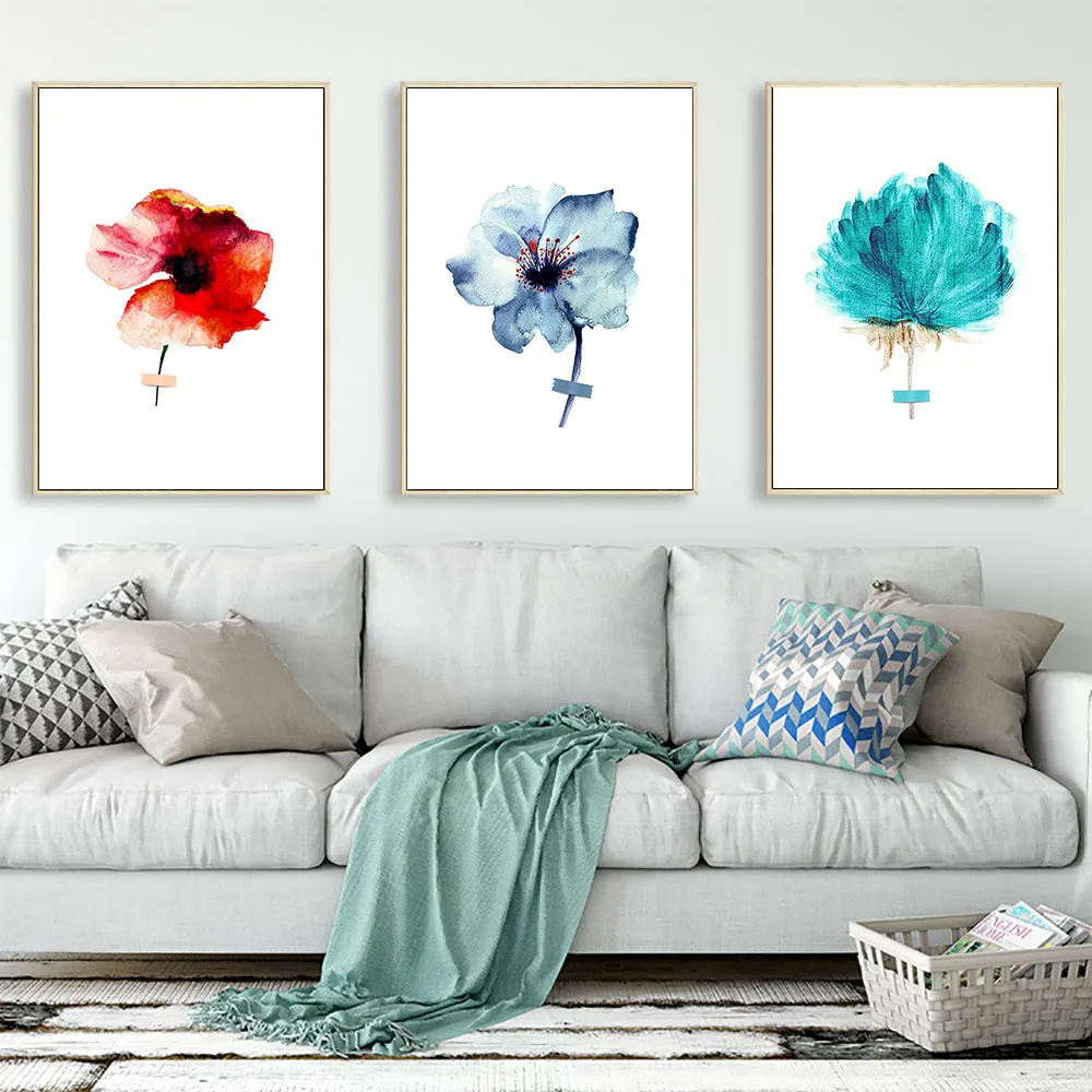 Posters Watercolor Flower Art Canvas Painting Flowers Posters Prints Flower Wall Picture For Living Room Pictures Unframed